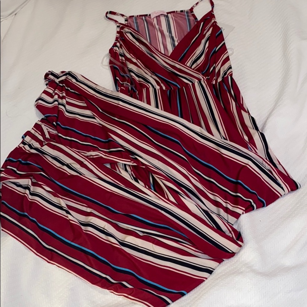 Pink lily striped jumpsuit